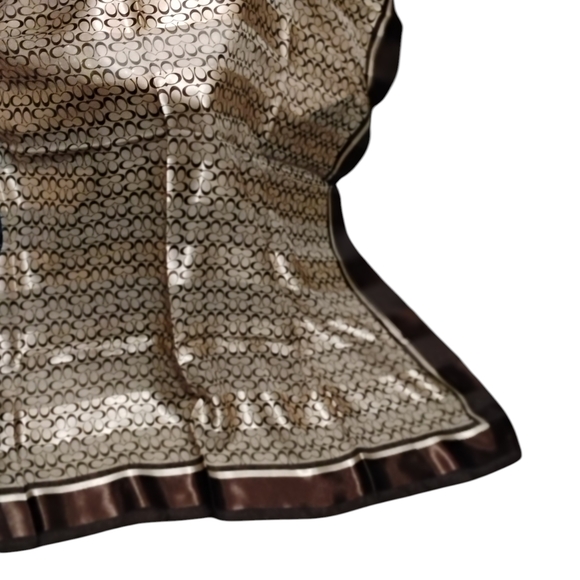 Coach Brown, Tan and Beige Silk Scarf - Picture 2 of 3
